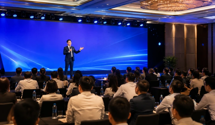 Speaker presenting at an event